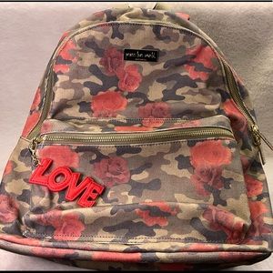 Peace Love World Camouflage & Rose Backpack (NWOT)
